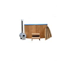 Koupací sud XL 215cm s vložkou a externím ohřevem pro 6-8 osob, thermo-dřevo
