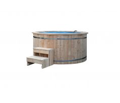 Koupací sud 200cm s vložkou a externím ohřevem pro 6-8 osob, modřínové dřevo